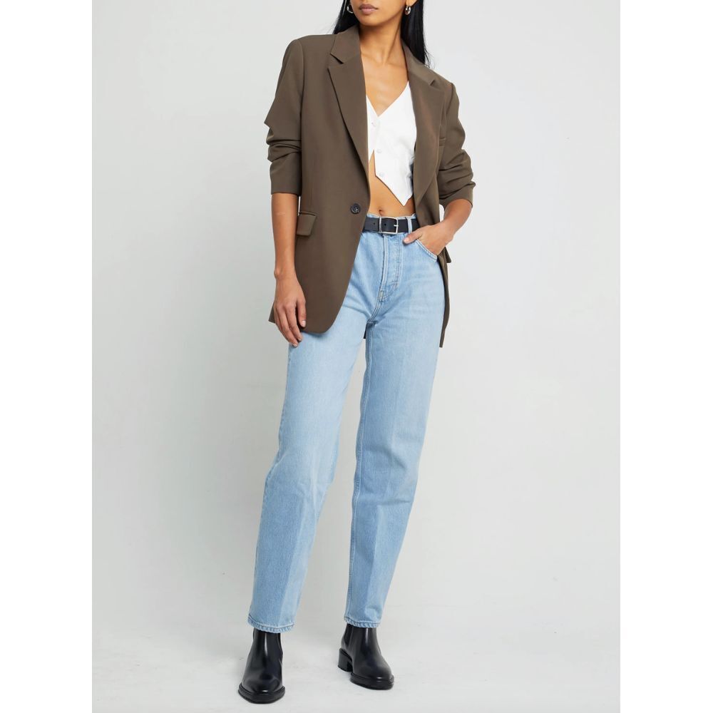 Chic Oversized Brown Blazer Jacket for Women - Versatile Office to Casual Wear